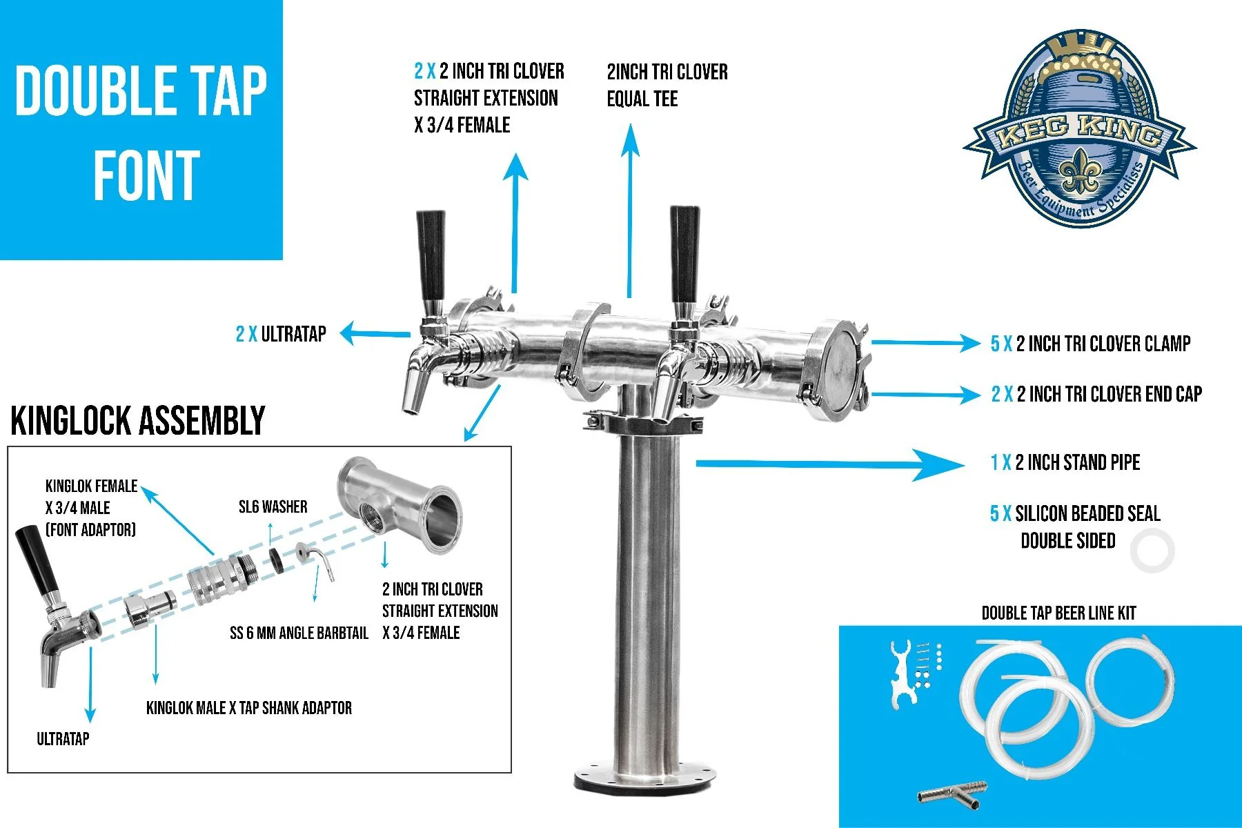 Beer Font Tower - Double Tap Modular Beer Font with Tap - Image 5