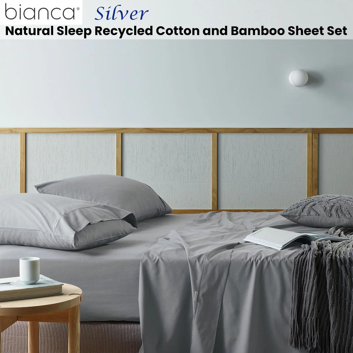Bianca Natural Sleep Recycled Cotton and Bamboo Sheet Set Silver Single - Image 2