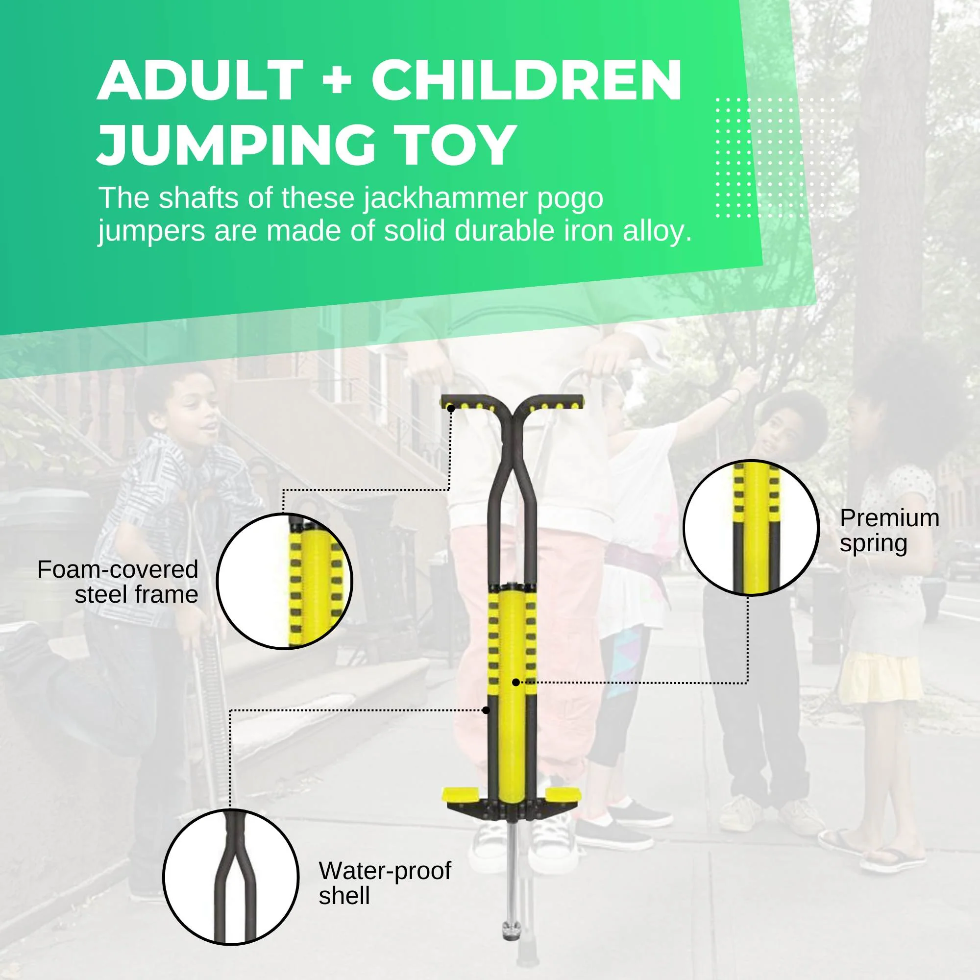 Black and Yellow Pogo Stick - Children's Large Jumping Jackhammer Toy - Image 5