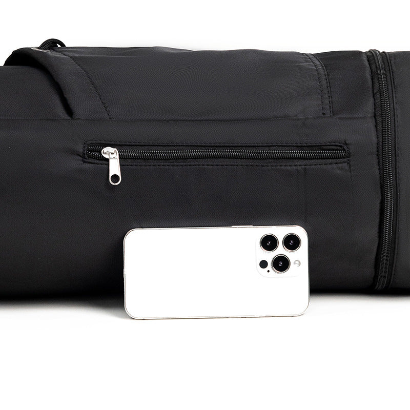 Black Durable Yoga Mat Carry Bag – Multi-Functional Fitness Backpack with Wet Pocket(Mugs are filming props, not included) - Image 4