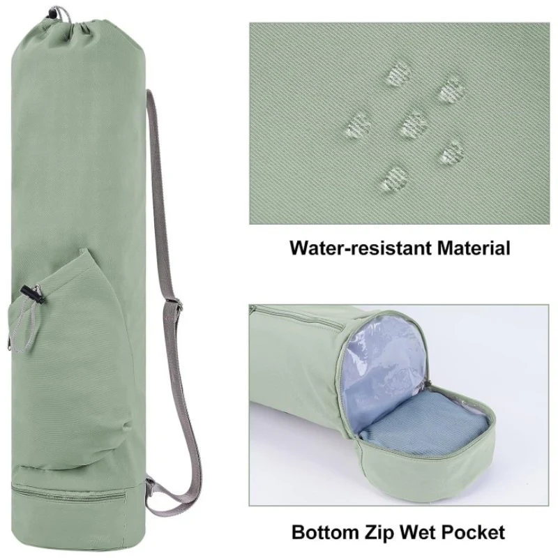 Black Durable Yoga Mat Carry Bag – Multi-Functional Fitness Backpack with Wet Pocket(Mugs are filming props, not included) - Image 6