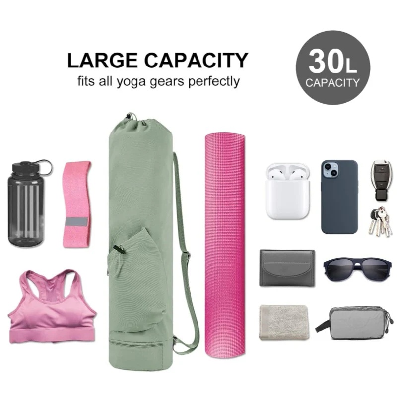 Black Durable Yoga Mat Carry Bag – Multi-Functional Fitness Backpack with Wet Pocket(Mugs are filming props, not included) - Image 7