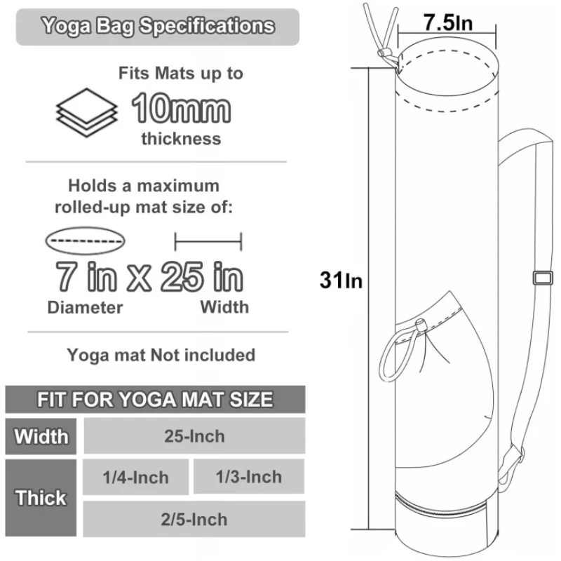 Black Durable Yoga Mat Carry Bag – Multi-Functional Fitness Backpack with Wet Pocket(Mugs are filming props, not included) - Image 8