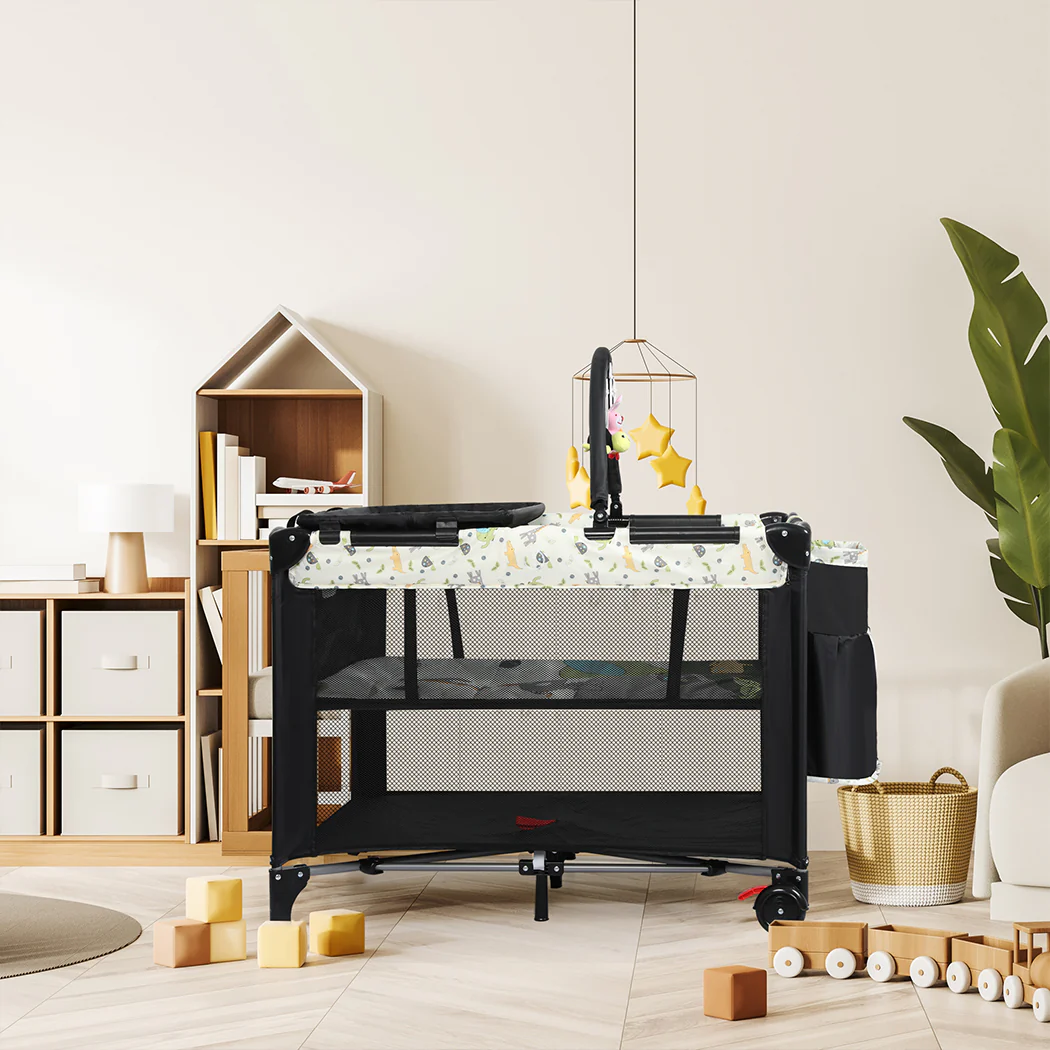 BoPeep Baby Cot Bed Crib Portable Bassinet Black - Image 7