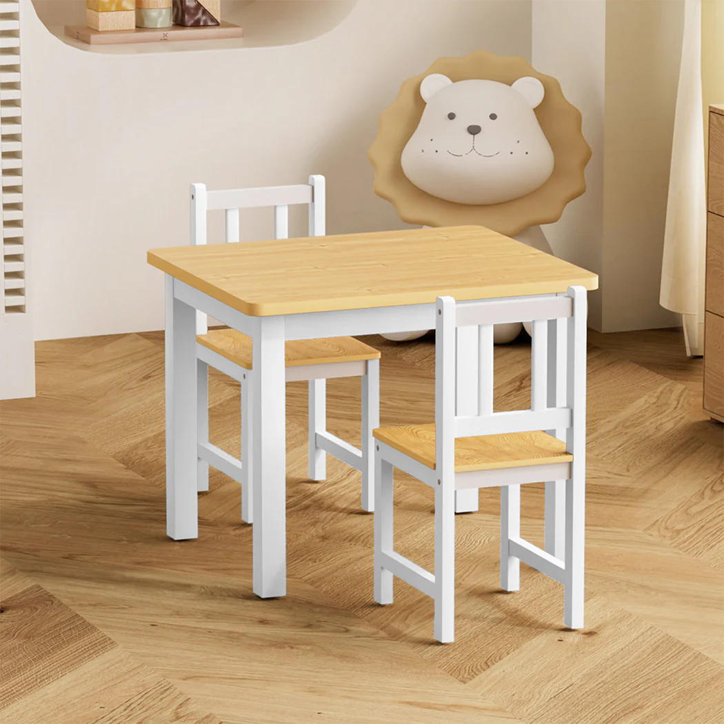 Bopeep Kids Table and Chairs Set Wooden 3PCS Study Play - Image 6