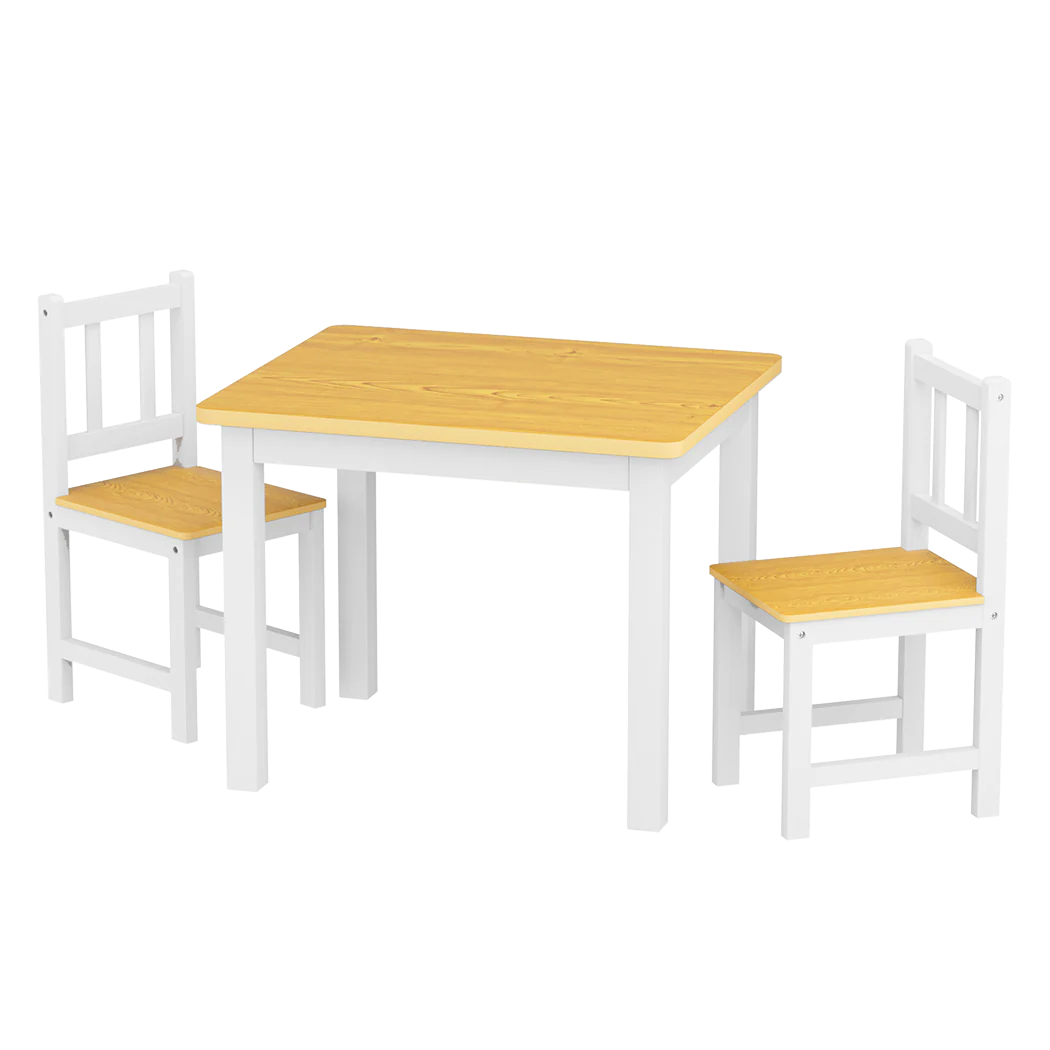 Bopeep Kids Table and Chairs Set Wooden 3PCS Study Play - Image 8
