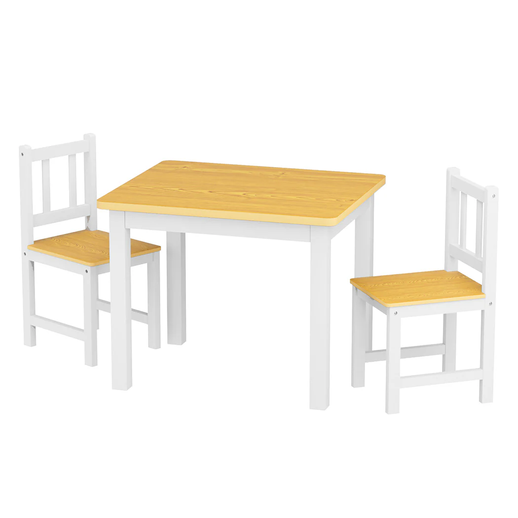 Bopeep Kids Table and Chairs Set Wooden 3PCS Study Play - Image 9