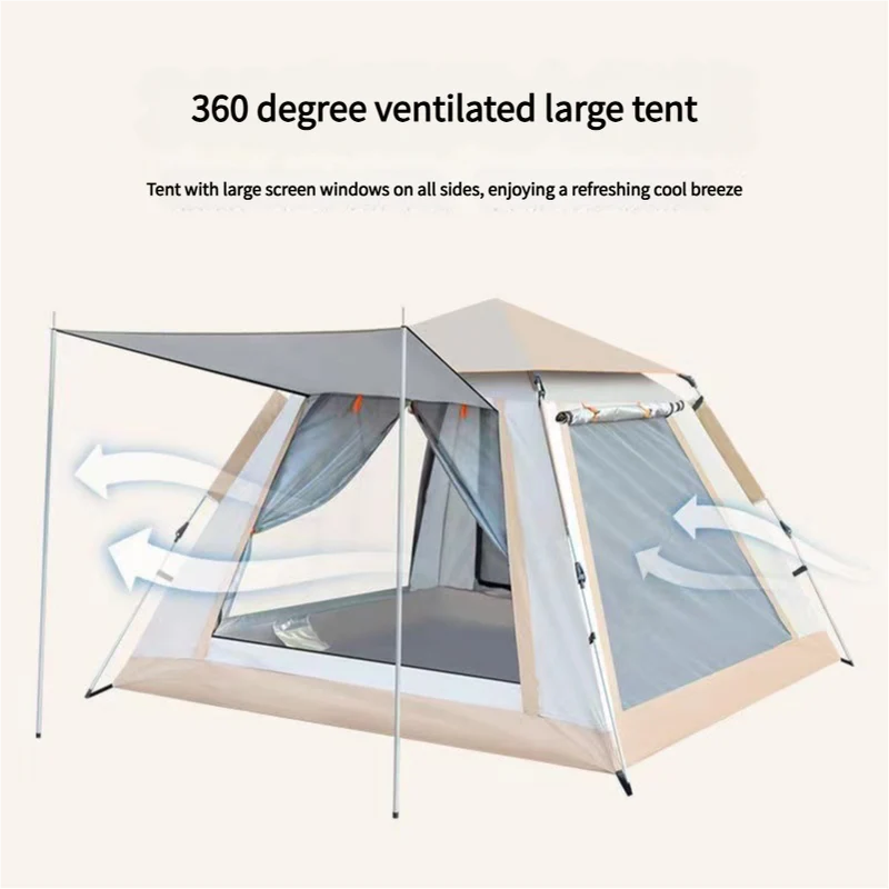 Camping Tent with Awning | Waterproof Family Tent with Carry Bag and Accessories 240*240*155cm Cloudy Gray - Image 4