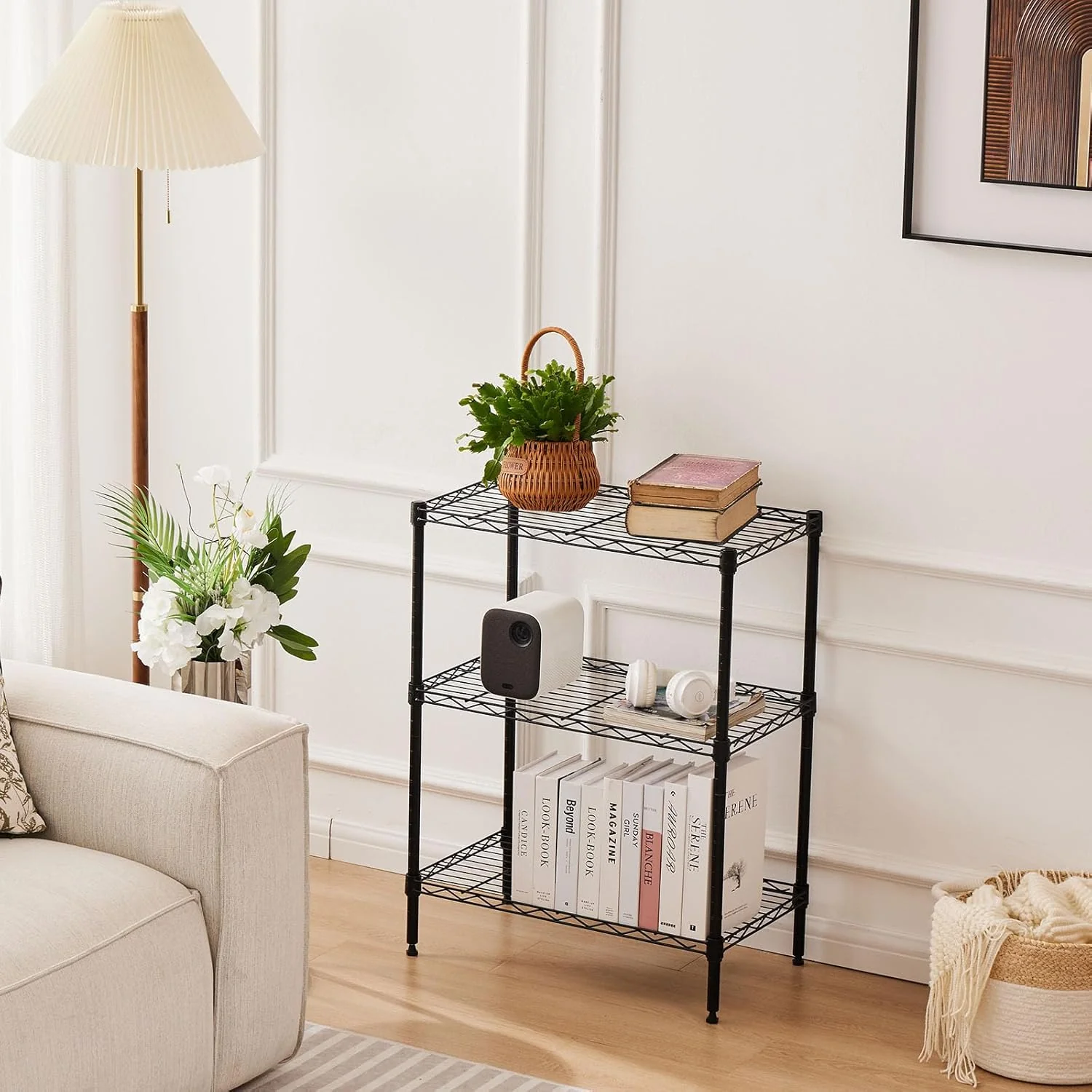 CARLA HOME 3-Tier Adjustable Metal Storage Shelves Wire Rack Organiser for Kitchen, Pantry, Bathroom or Laundry Room (45cm W x 40cm D x 103cm H)
