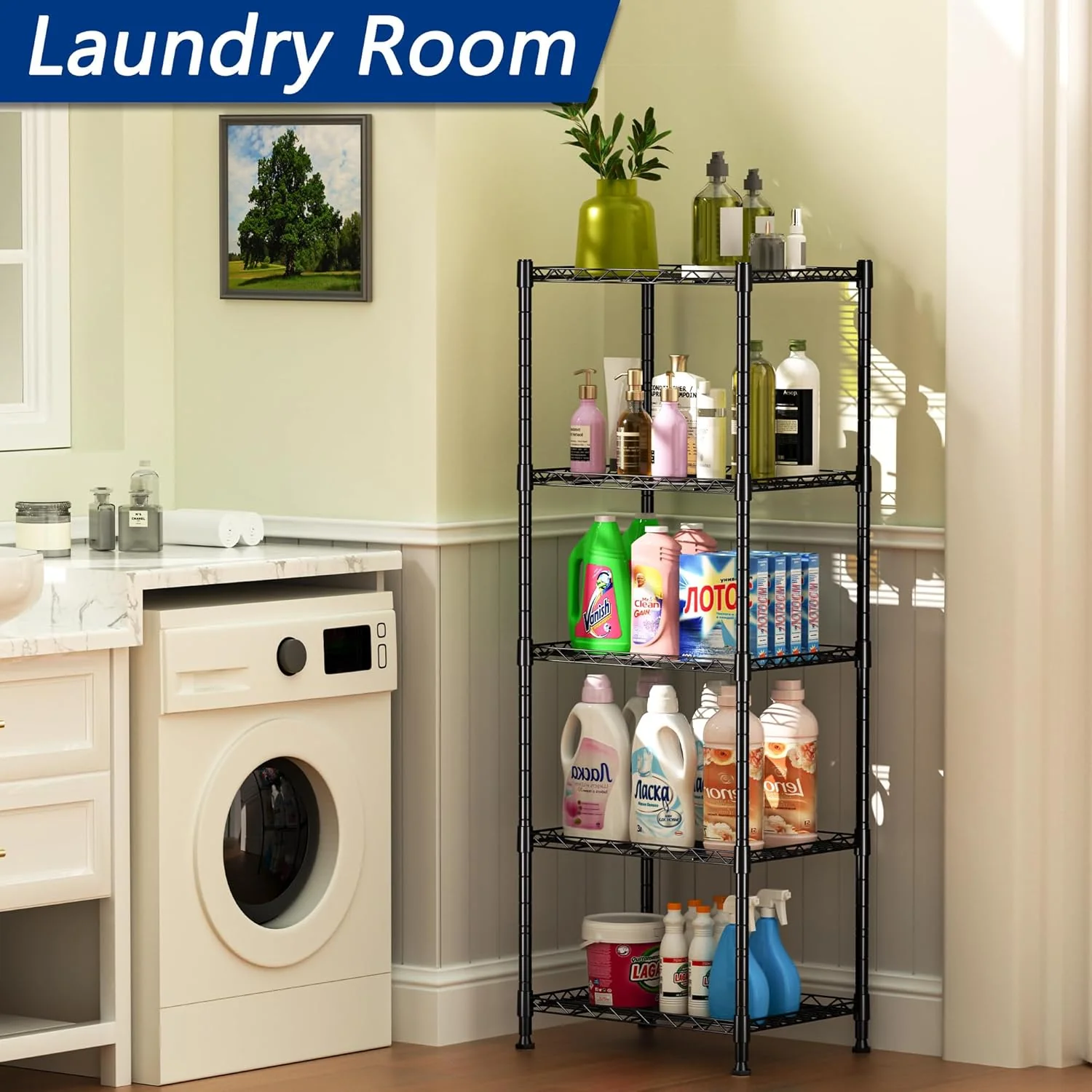 CARLA HOME 4-Tier Adjustable Metal Storage Shelves Wire Rack Organiser for Kitchen, Pantry, Bathroom or Laundry Room (60cm W x 40cm D x 140 cm H) - Image 6