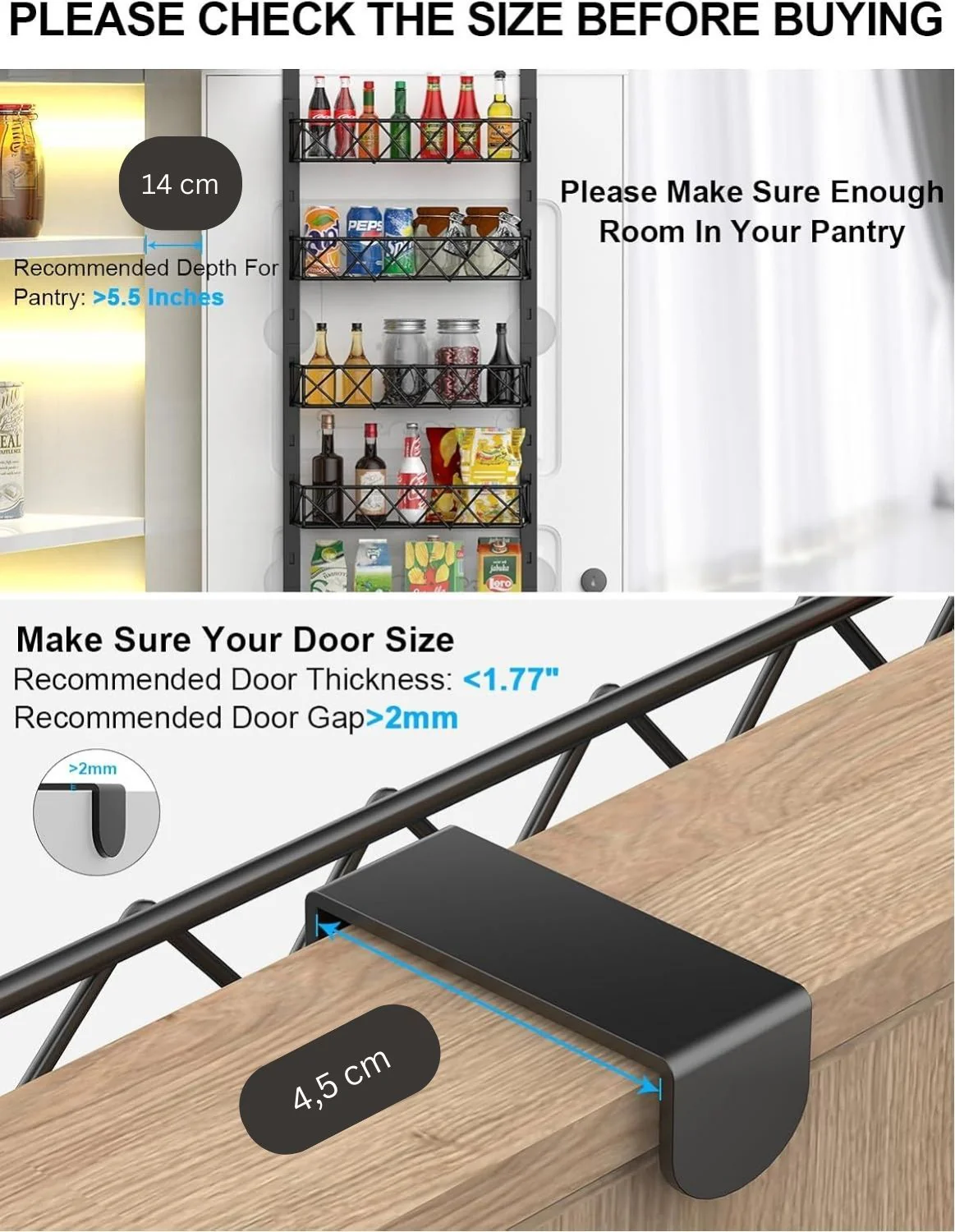 CARLA HOME 6 Tier Adjustable Baskets Over Door Pantry Organiser for Home Kitchen - Image 5