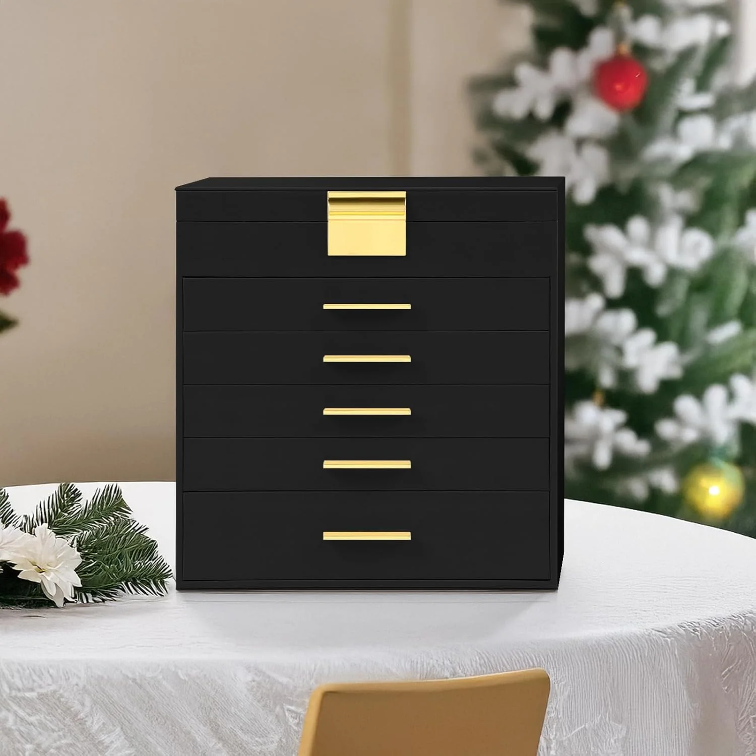 CARLA HOME  6-Layer Large Jewelry Organiser Box for Women with Mirror, Drawers, Hooks & Dividers for Rings, Necklaces, Bracelets, Ideal Gift for Women (Black) - Image 6