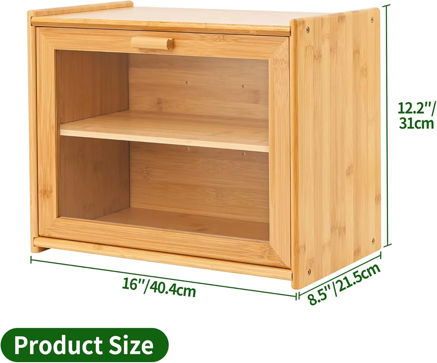 CARLA HOME Double Layer Bamboo Bread Box for Kitchen Counter with Large Capacity and Transparent Window - Image 7