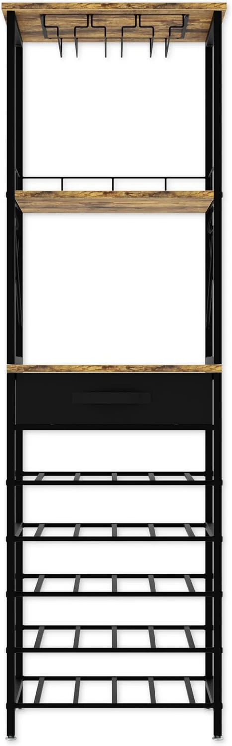 CARLA HOME Freestanding Wine Rack for 20 Bottles with Wood Countertop and Sturdy Metal Frame - Image 2