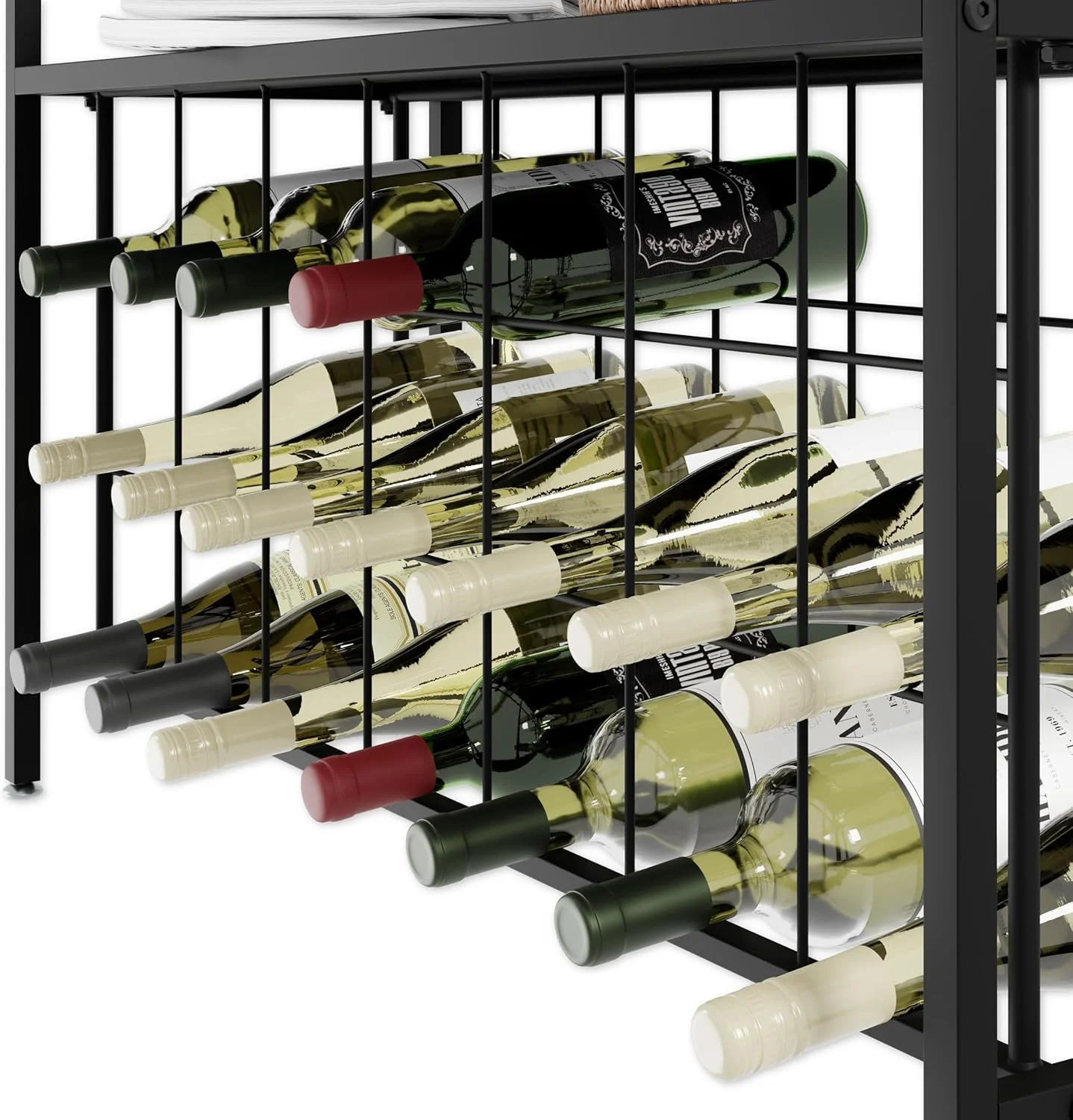 CARLA HOME Large Wine Rack for 20 Bottles with Wood Countertop and Sturdy Metal Frame - Image 6