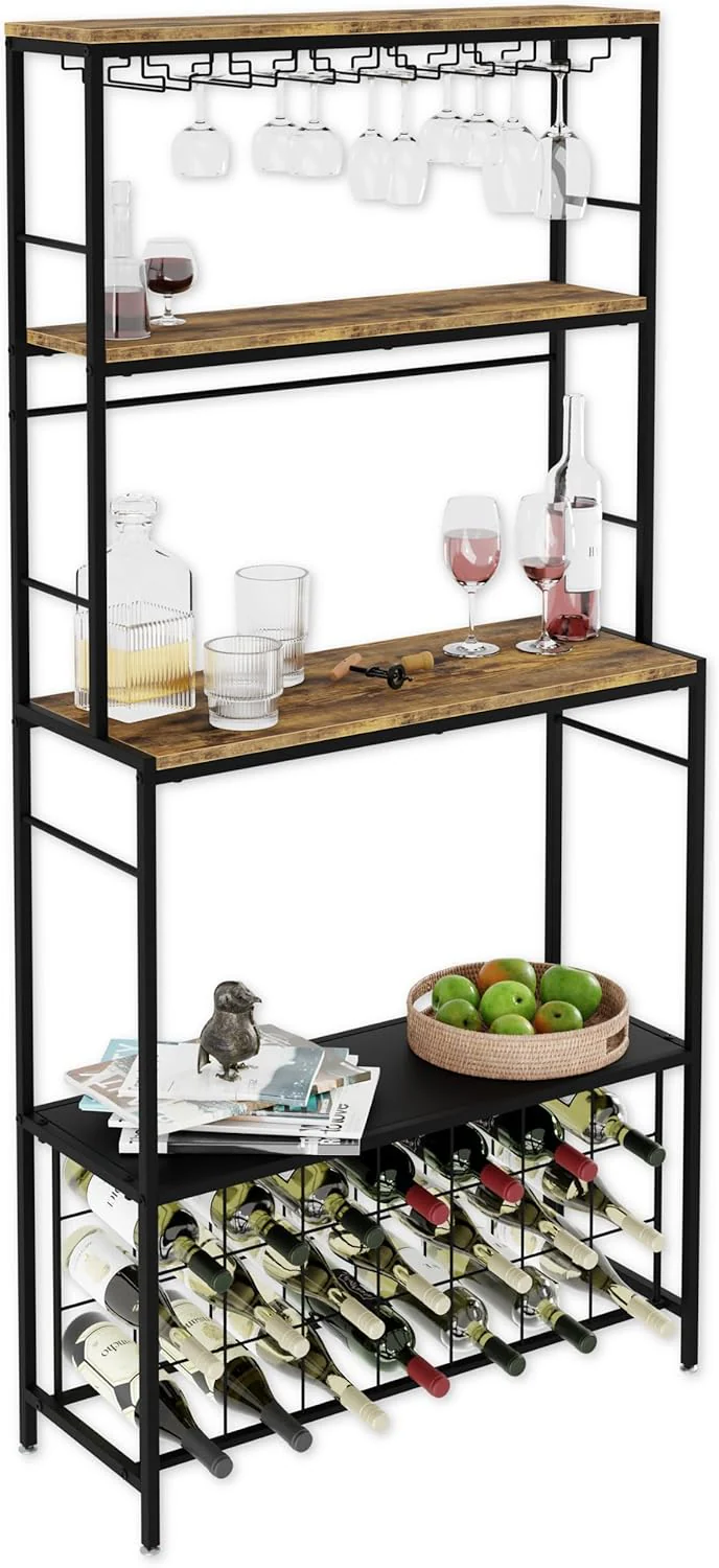 CARLA HOME Large Wine Rack for 20 Bottles with Wood Countertop and Sturdy Metal Frame - Image 9