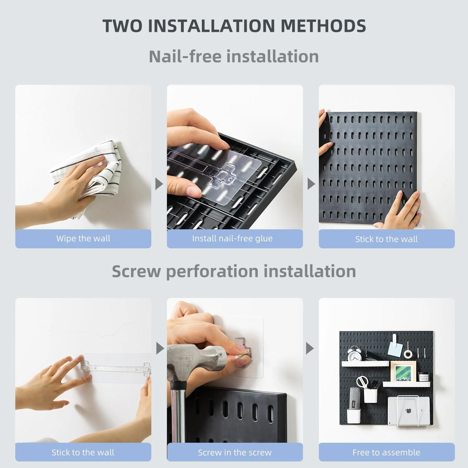 CARLA HOME Pegboard Combination Kit with 4 Pegboards and 18 Accessories Modular Hanging for Wall Organiser - Image 7