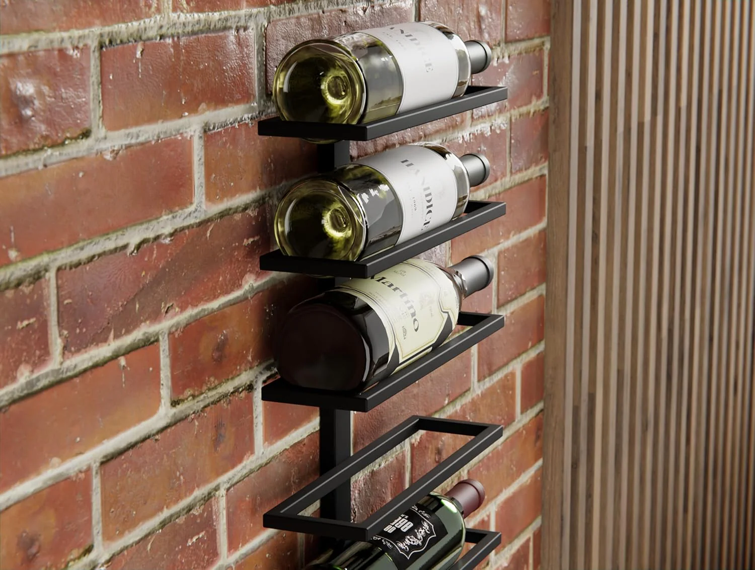 CARLA HOME Set 2 Pcs Metal Wall Mount Wine Rack for Wine Bottles, Liquor, Champagne (Holds 10 Bottles) - Image 2