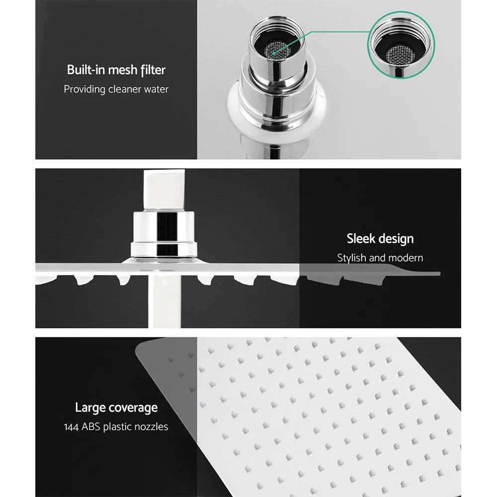 Cefito 10'' Rain Shower Head Set Handheld Square High Pressure Mixer Tap Chrome - Image 4