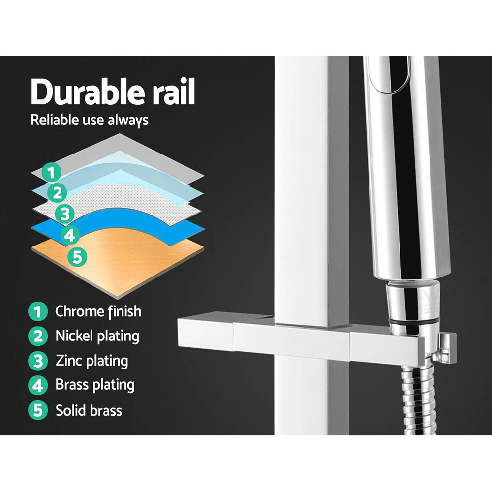 Cefito 10'' Rain Shower Head Set Handheld Square High Pressure Mixer Tap Chrome - Image 5