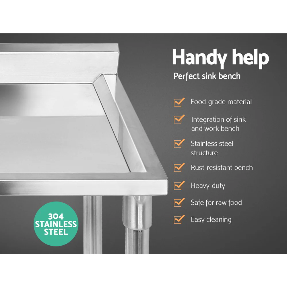 Cefito 100x60cm Stainless Steel Sink Bench Kitchen 304 - Image 3