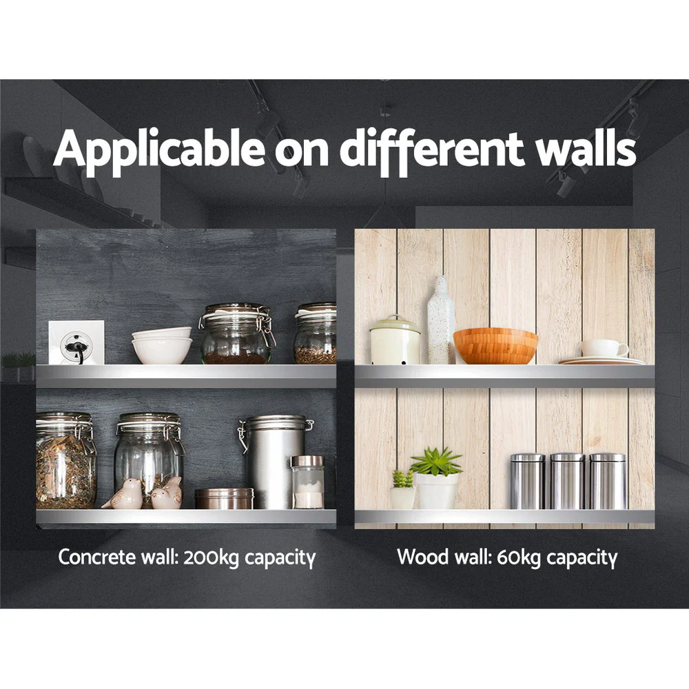 Cefito 1800mm Stainless Steel Kitchen Wall Shelf Mounted Rack - Image 4