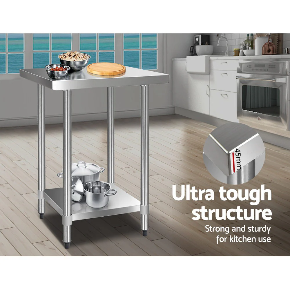 Cefito 610x610mm Stainless Steel Kitchen Bench 430 - Image 4