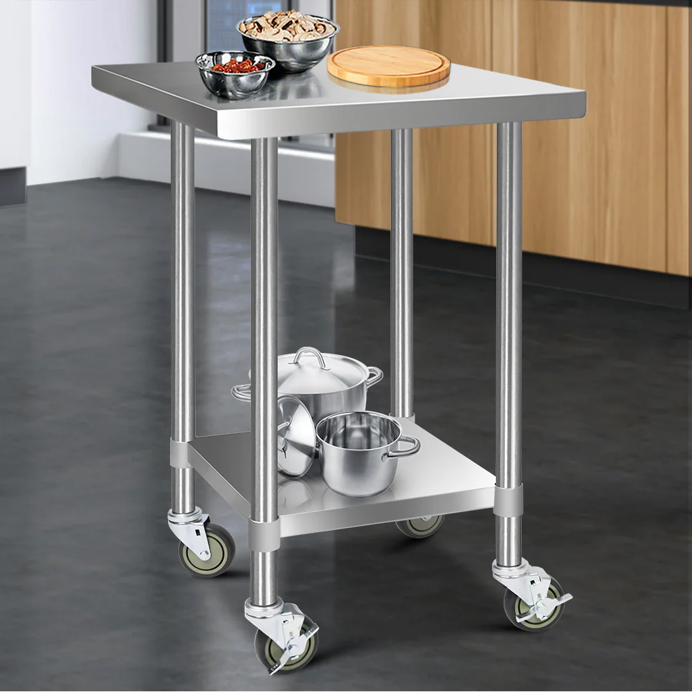 Cefito 760x760mm Stainless Steel Kitchen Bench with Wheels 430 - Image 8