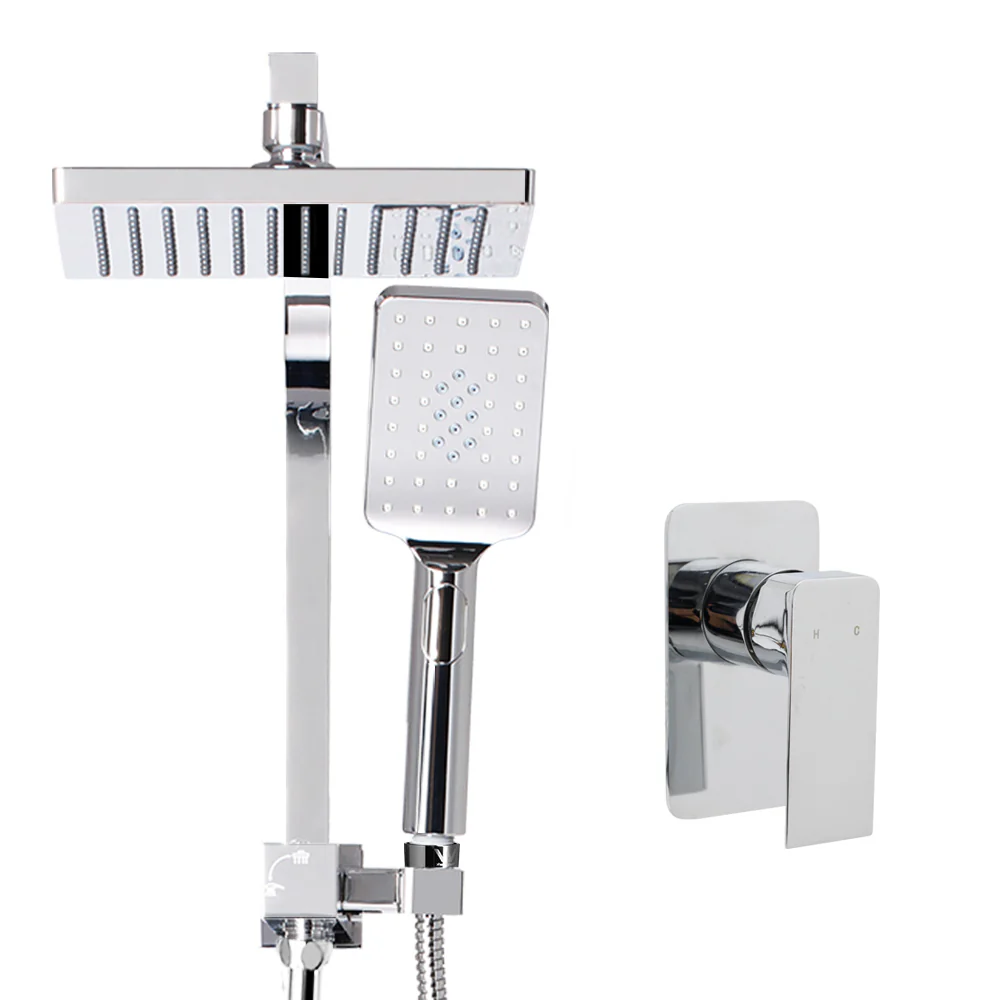 Cefito 8'' Rain Shower Head Set Handheld Square High Pressure Mixer Tap Chrome - Image 3