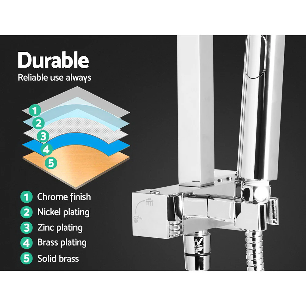 Cefito 8'' Rain Shower Head Set Handheld Square High Pressure Mixer Tap Chrome - Image 4