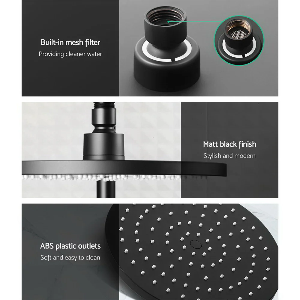 Cefito 9'' Rain Shower Head Set Handheld Round High Pressure Mixer Tap Black - Image 4