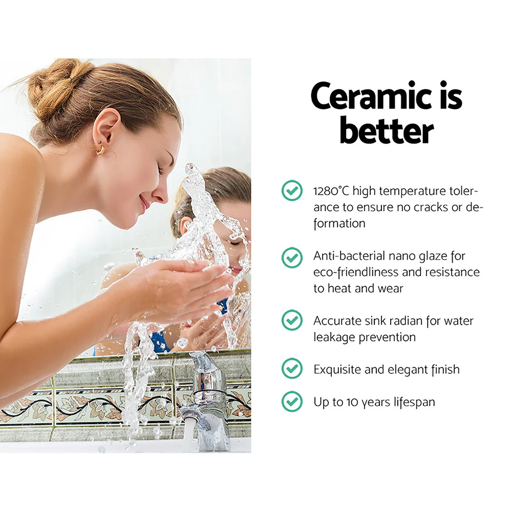 Cefito Bathroom Basin Ceramic Vanity Sink Hand Wash Bowl 41x41cm - Image 3
