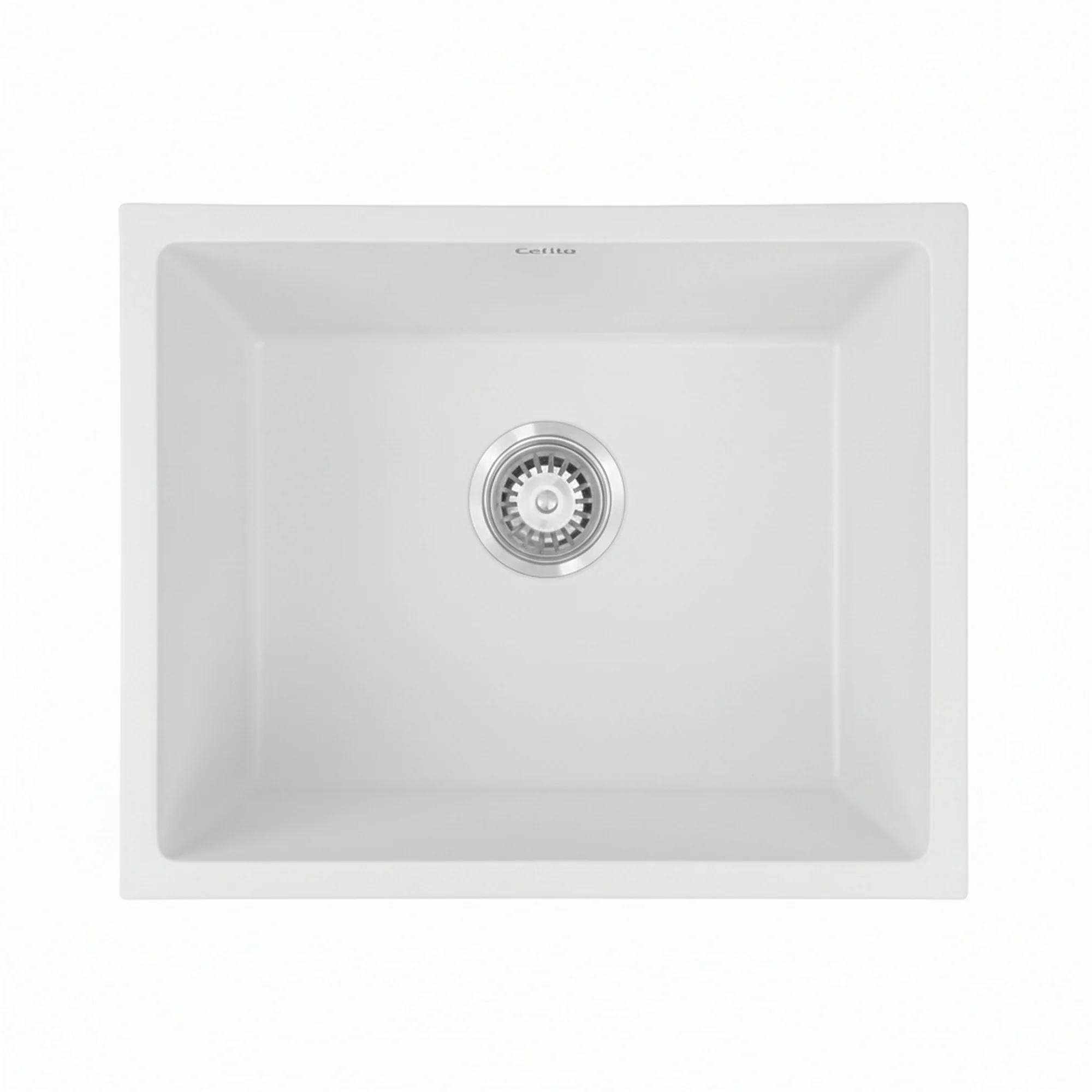 Cefito Kitchen Sink 55x45cm Granite Stone Sink Single Bowl White - Image 4