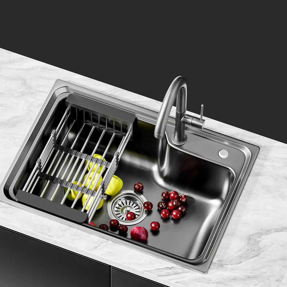 Cefito Kitchen Sink 61X43CM Stainless Steel Basin Single Bowl Black Drain Basket - Image 7