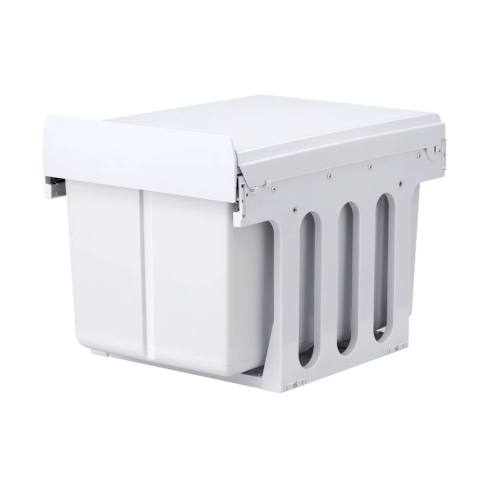 Cefito Pull Out Bin Kitchen Triple Slide Garbage Rubbish Bins Basket White 31L - Image 3