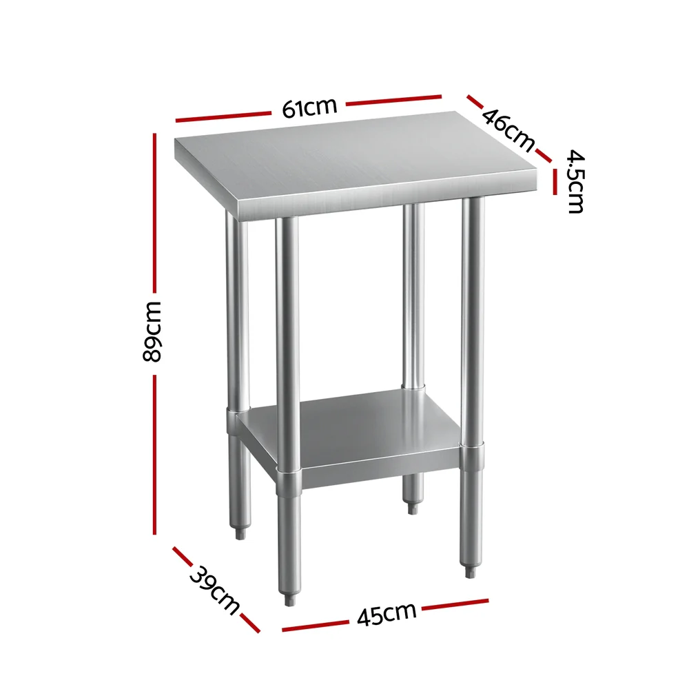 Cefito Stainless Steel Kitchen Benches Work Bench 610x457mm 430 - Image 2