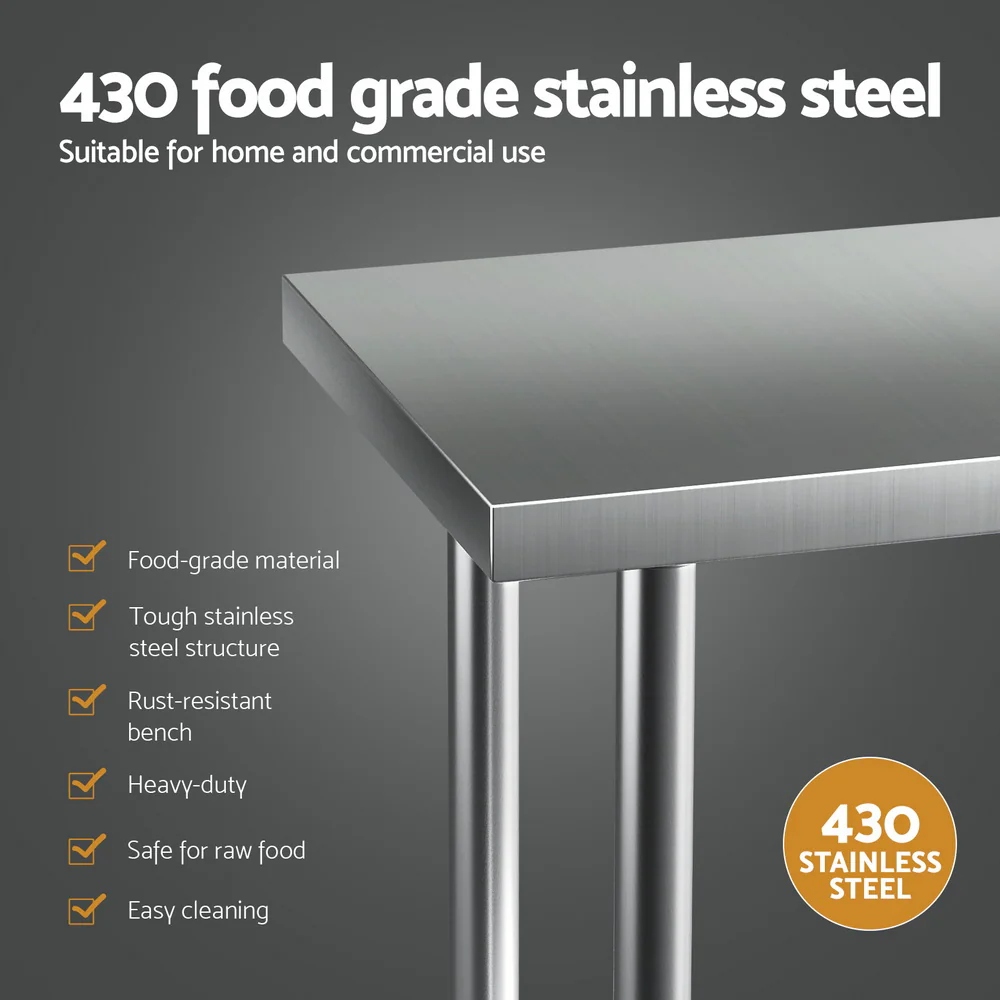 Cefito Stainless Steel Kitchen Benches Work Bench 610x457mm 430 - Image 4