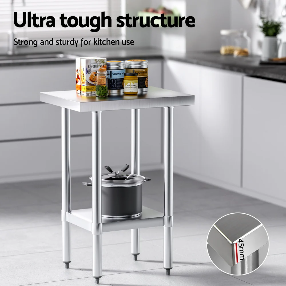 Cefito Stainless Steel Kitchen Benches Work Bench 610x457mm 430 - Image 5