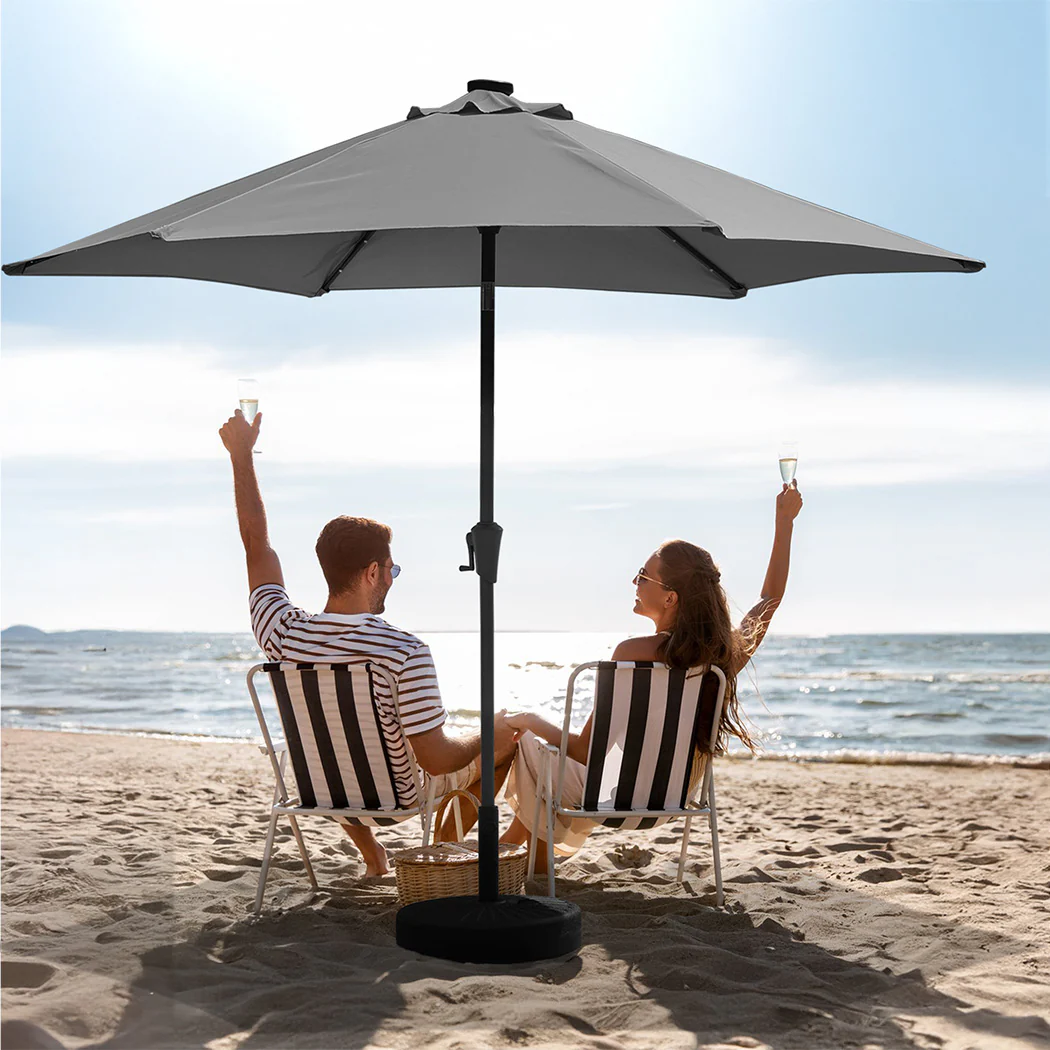 Centra 2.7M LED Outdoor Umbrella Base Stand Grey - Image 7