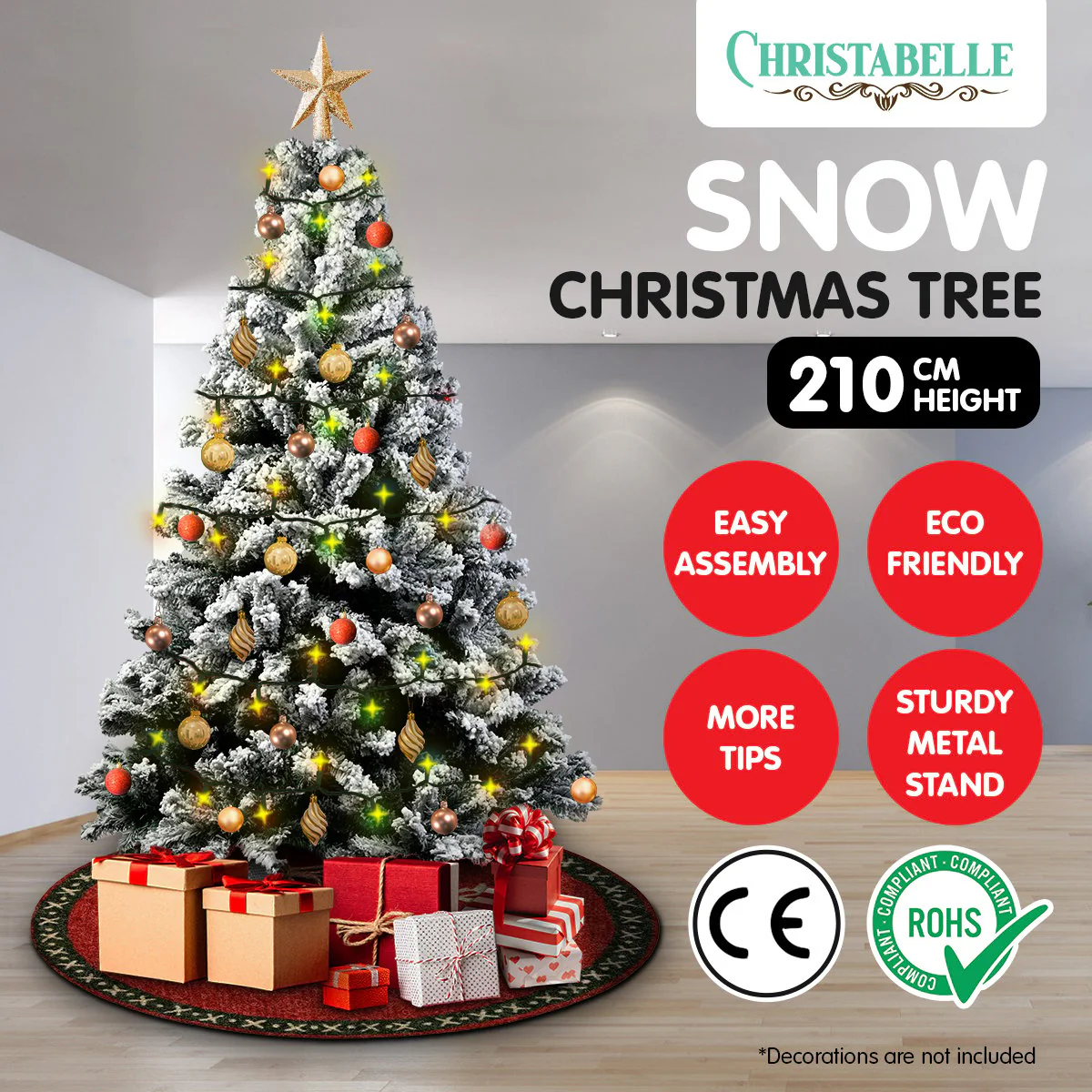 Christabelle Snow-Tipped Artificial Christmas Tree 2.1m 1200 Tips - Image 2