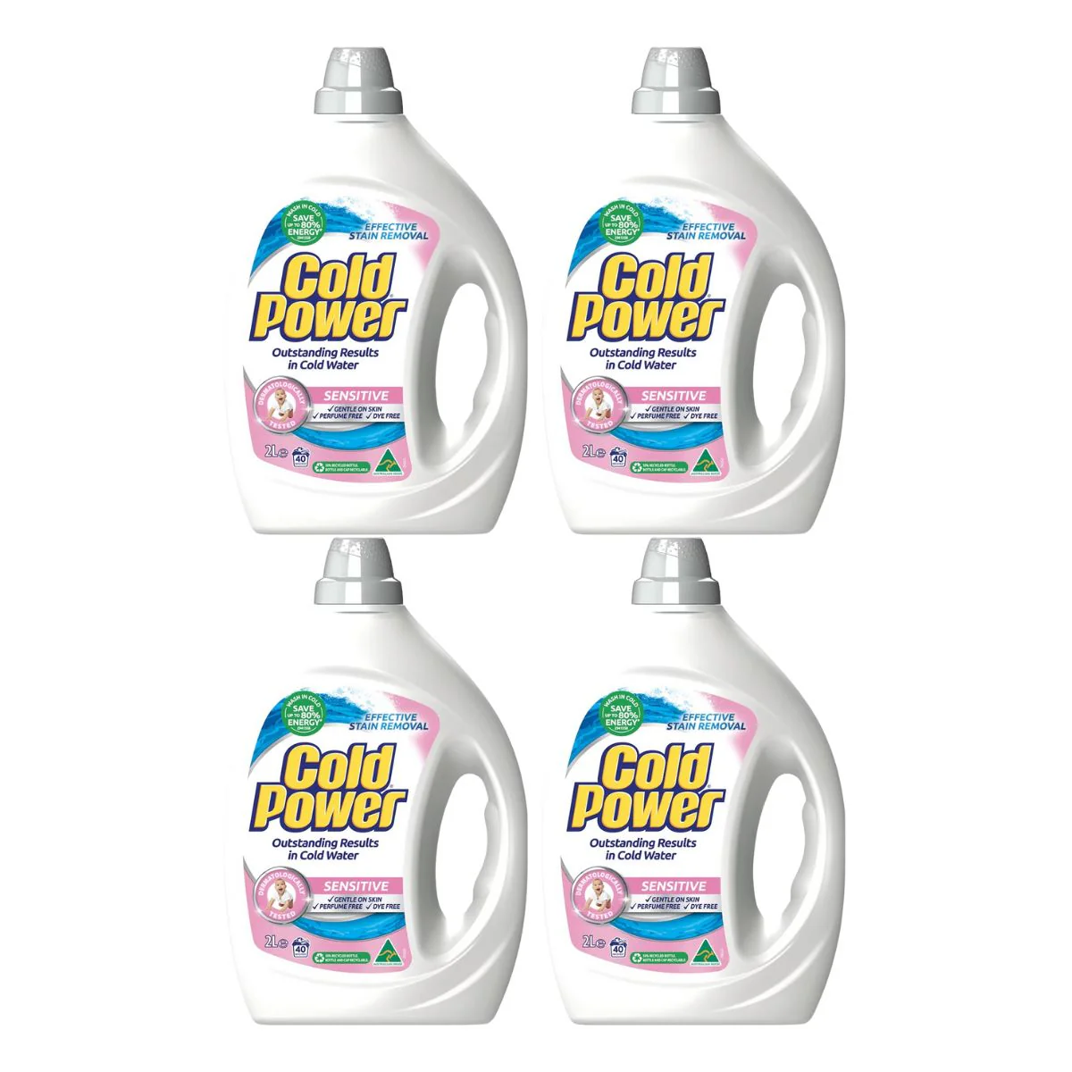 Cold Power 2L Laundry Liquid Effective Stain Remover Sensitive x4 - Image 2