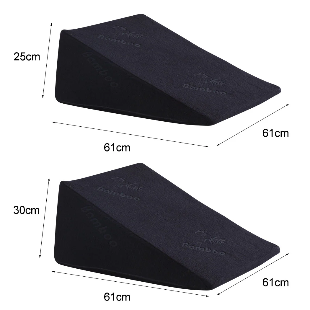 Cool Gel Memory Foam Bed Wedge Pillow Black 25+30 - Image 2