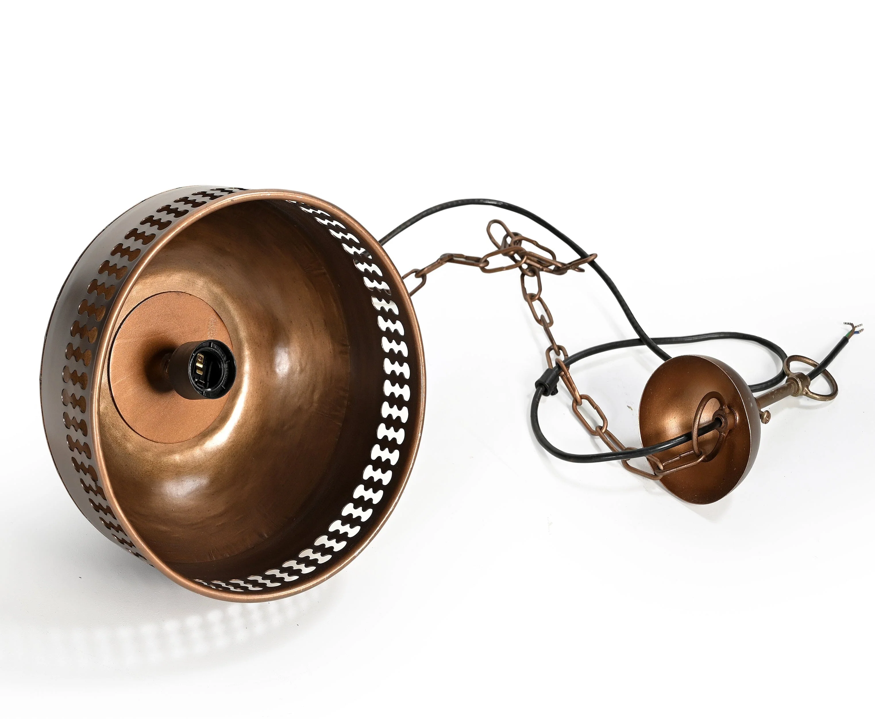 COPPER CUT-OUT AND WOOD LAMPSHADE - Image 4