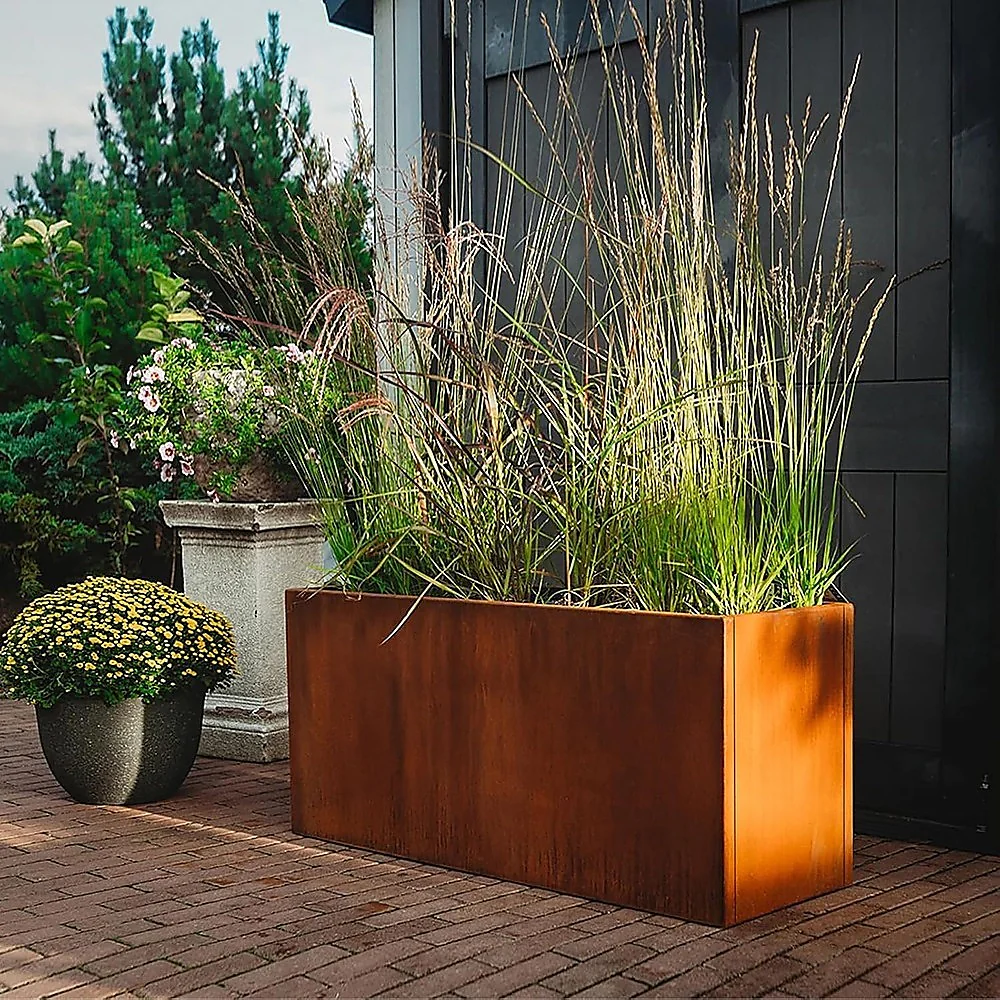 Corten Steel Planter Box 62x40x39cm Outdoor Garden Raised Bed Rust Finish - Image 2