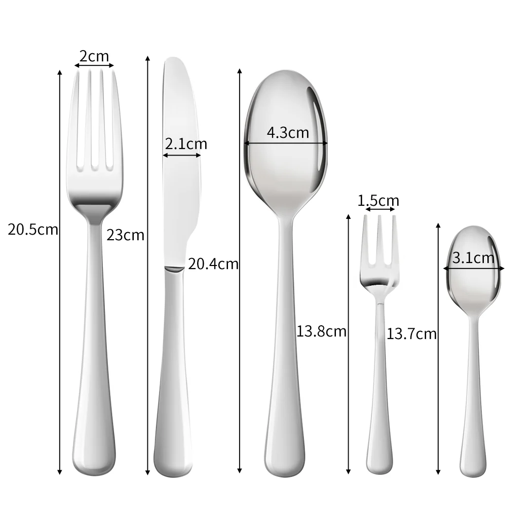 Cutlery Set Stainless Steel Knife Fork Silver - Image 2