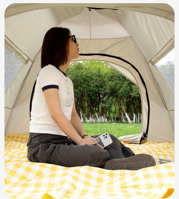 Dark Green 3-4 Person Lightweight Camping Tent (210*200*135cm) | UV Protection Silver Coated, Dual Doors & Windows - Image 5