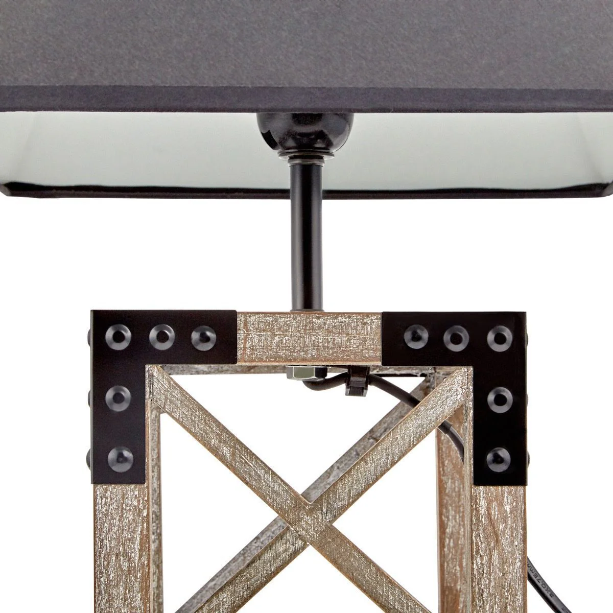 Designer Wooden TABLE LAMP Modern Rustic Geo Industrial Retro Desk Light - Image 4