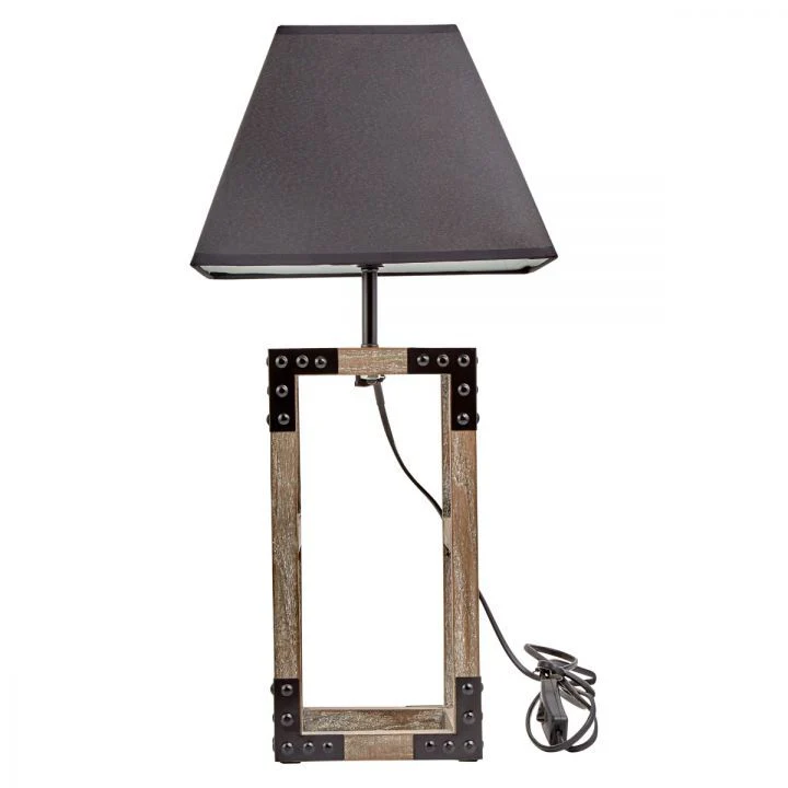 Designer Wooden TABLE LAMP Modern Rustic Geo Industrial Retro Desk Light - Image 7