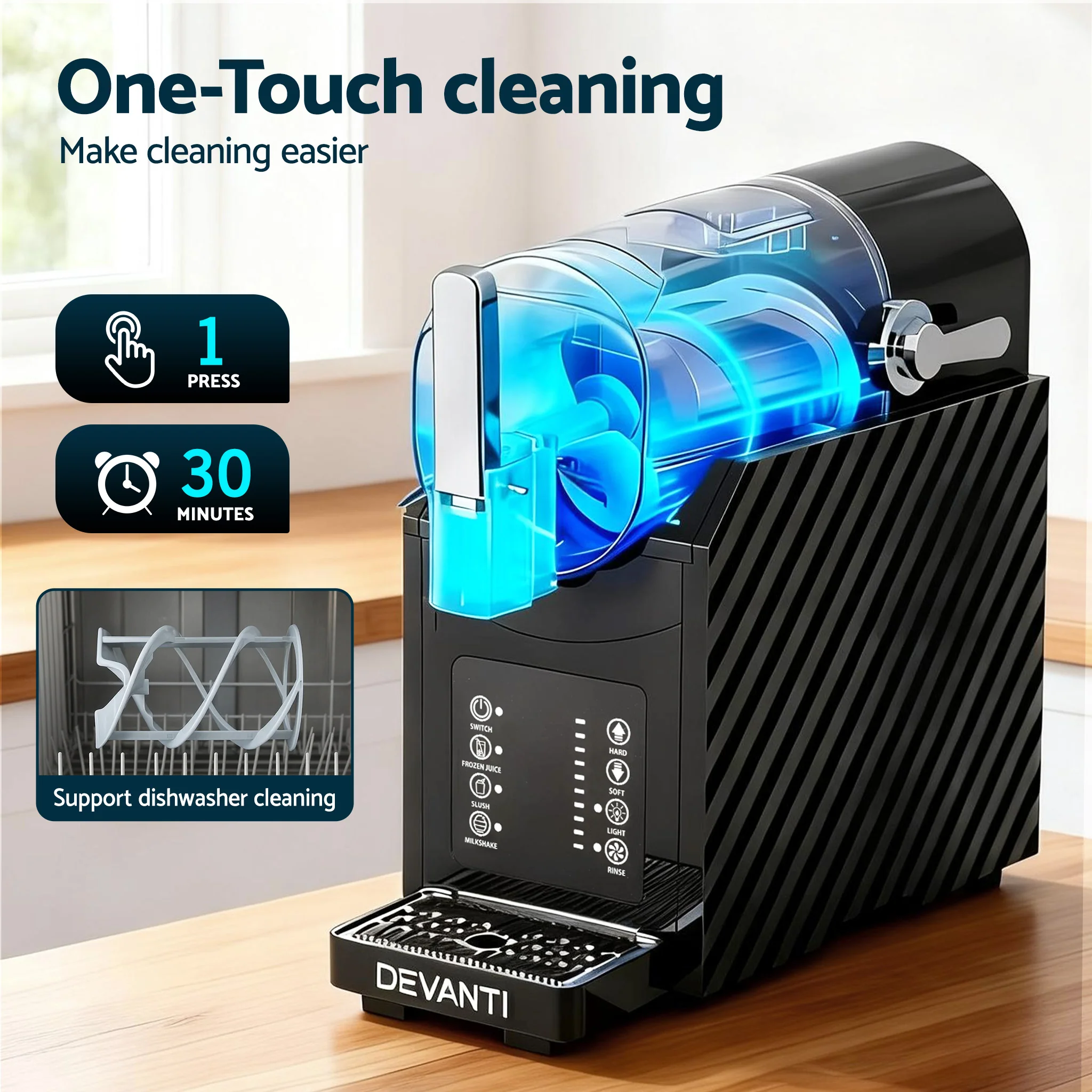 Devanti 1.8L Slushie Machine Maker Frozen Smoothies Milkshakes Black - Image 10