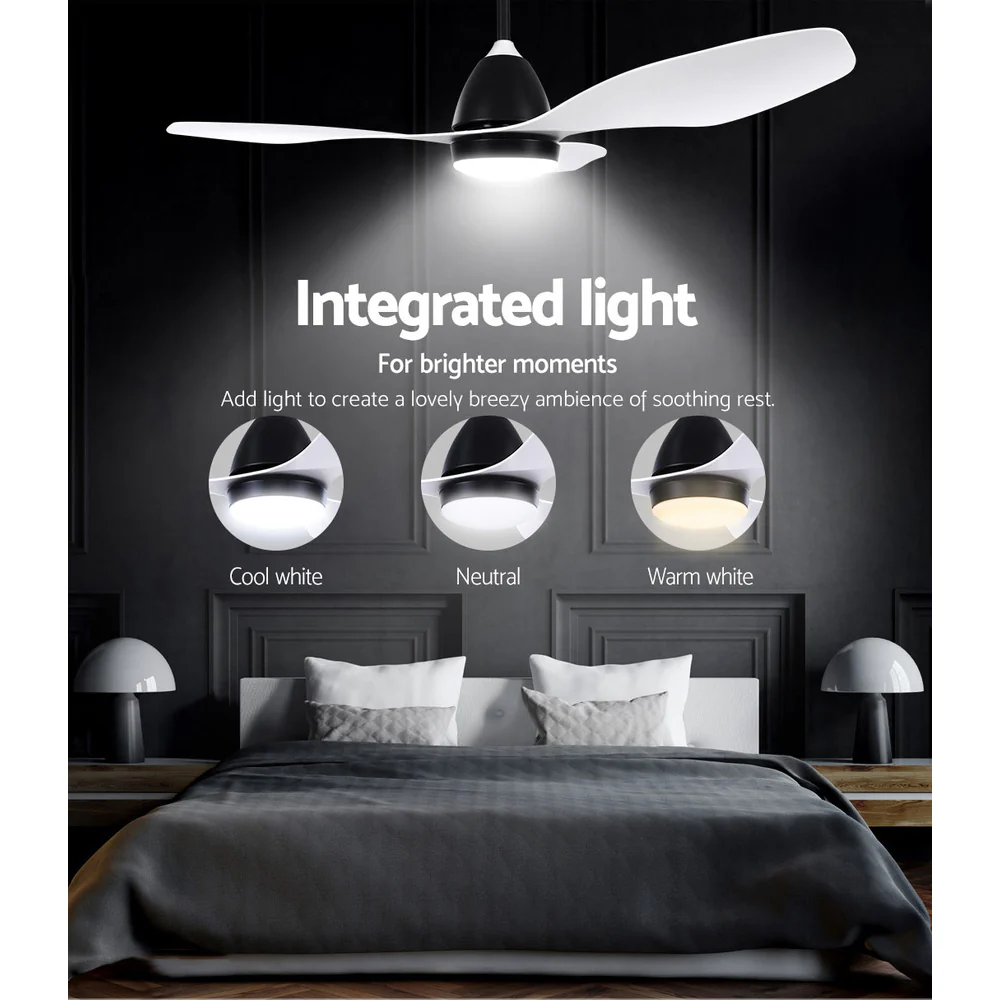 Devanti 48'' Ceiling Fan DC Motor w/Light w/Remote - White - Image 4
